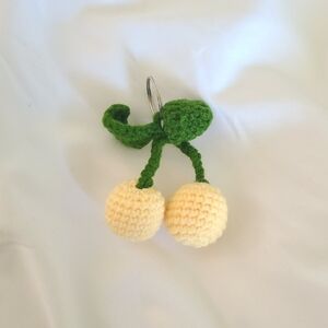 🔆 Handcrafted Crochet Cherry Bag Charm Keychain